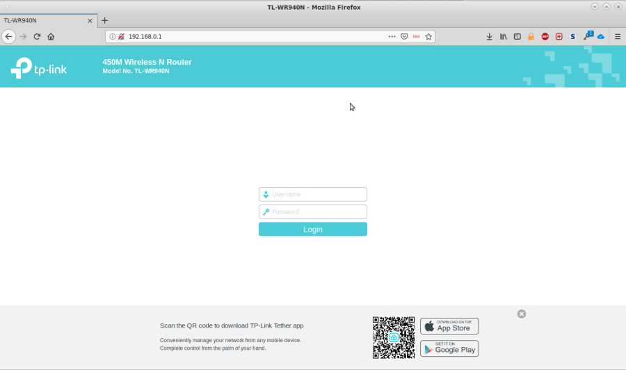 Bild: Anmeldebildschirm der ursprünglichen Web-GUI für die Verwaltung eines TP-Link-Routers