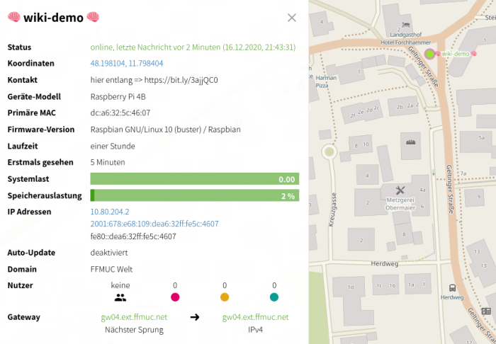 Bild: Freifunk München Karte mit eingetragenem neune Node